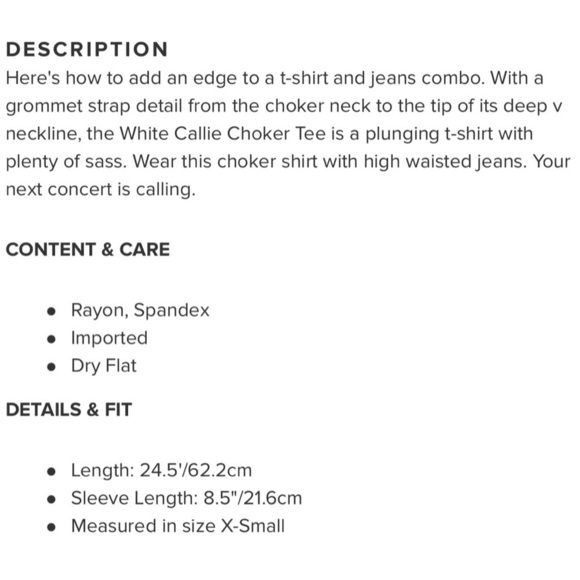 Tobi Callie Choker Tee Deep V Plunging Rock Alternative Size Small Like New - Picture 6 of 9